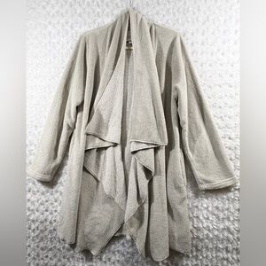 Nicole Miller Womens Size L/XL Cream Open Front Waterfall Longline‎ Cardigan